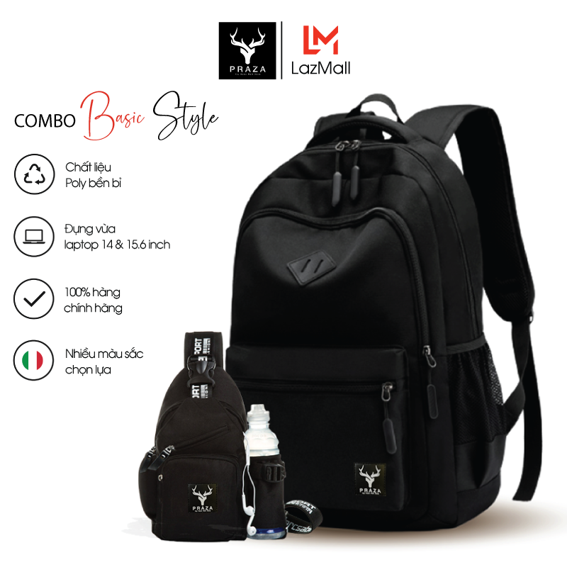 Bộ Balo Học Đường & Túi Đeo Unisex Praza Năng Động, Đựng Được Laptop, Có Kích Thước 45cm x 31cm x 15cm - BL177DC108