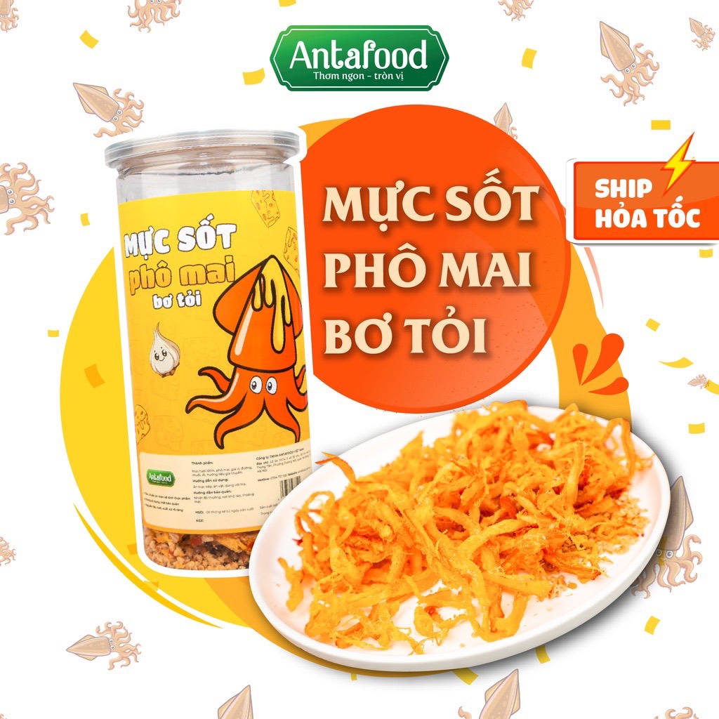 Khô mực sốt phô mai bơ tỏi lọ 220gr - ăn vặt antamax food