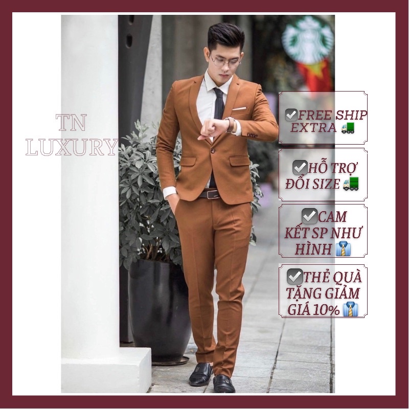 Bộ vest nam lịch lãm trẻ trung vải đẹp sang trọng đảm bảo không nhăn chống bai xù
