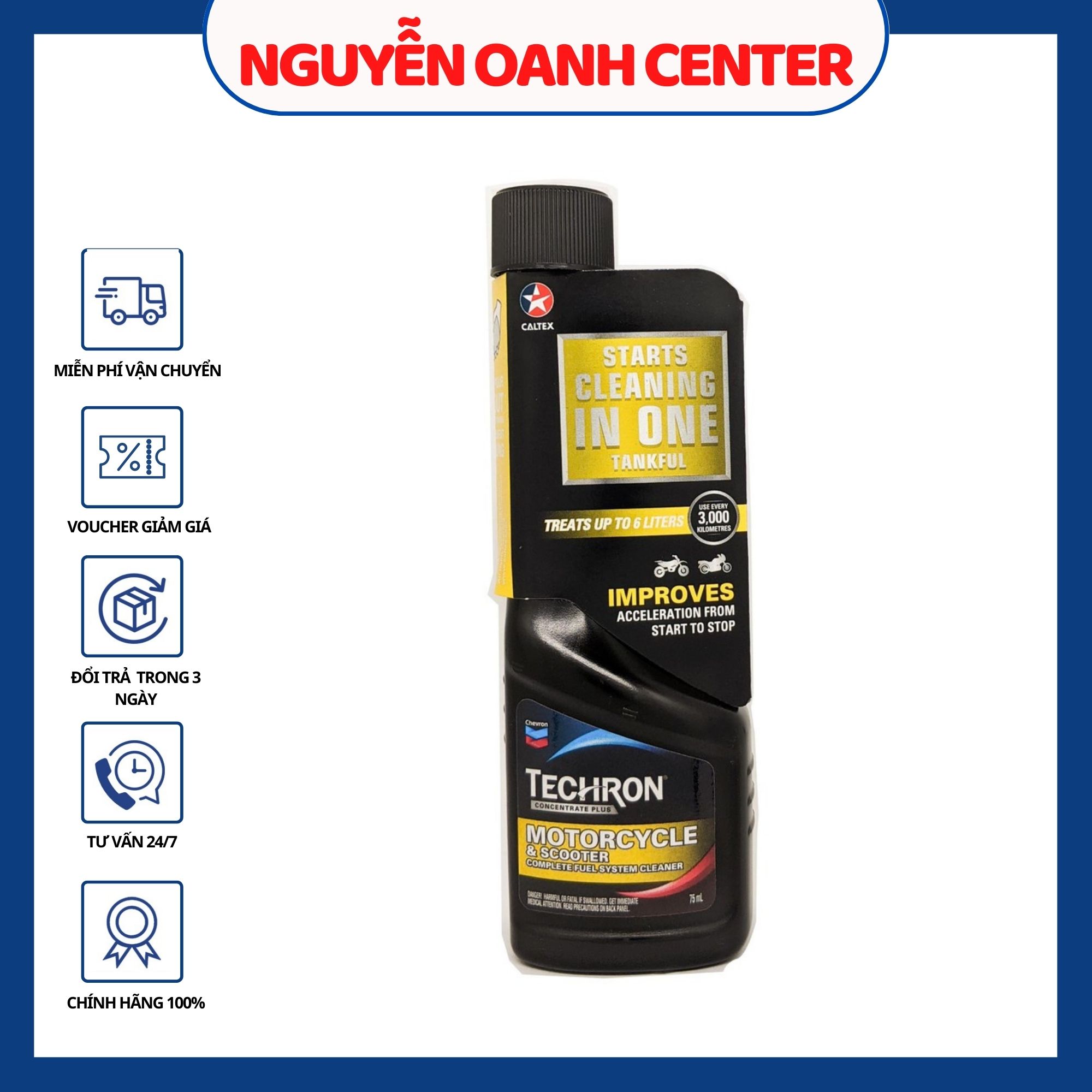 Dung dịch Caltex Techron Concentrate Plus 75ml làm sạch hệ thống nhiên liệu động cơ xe máy