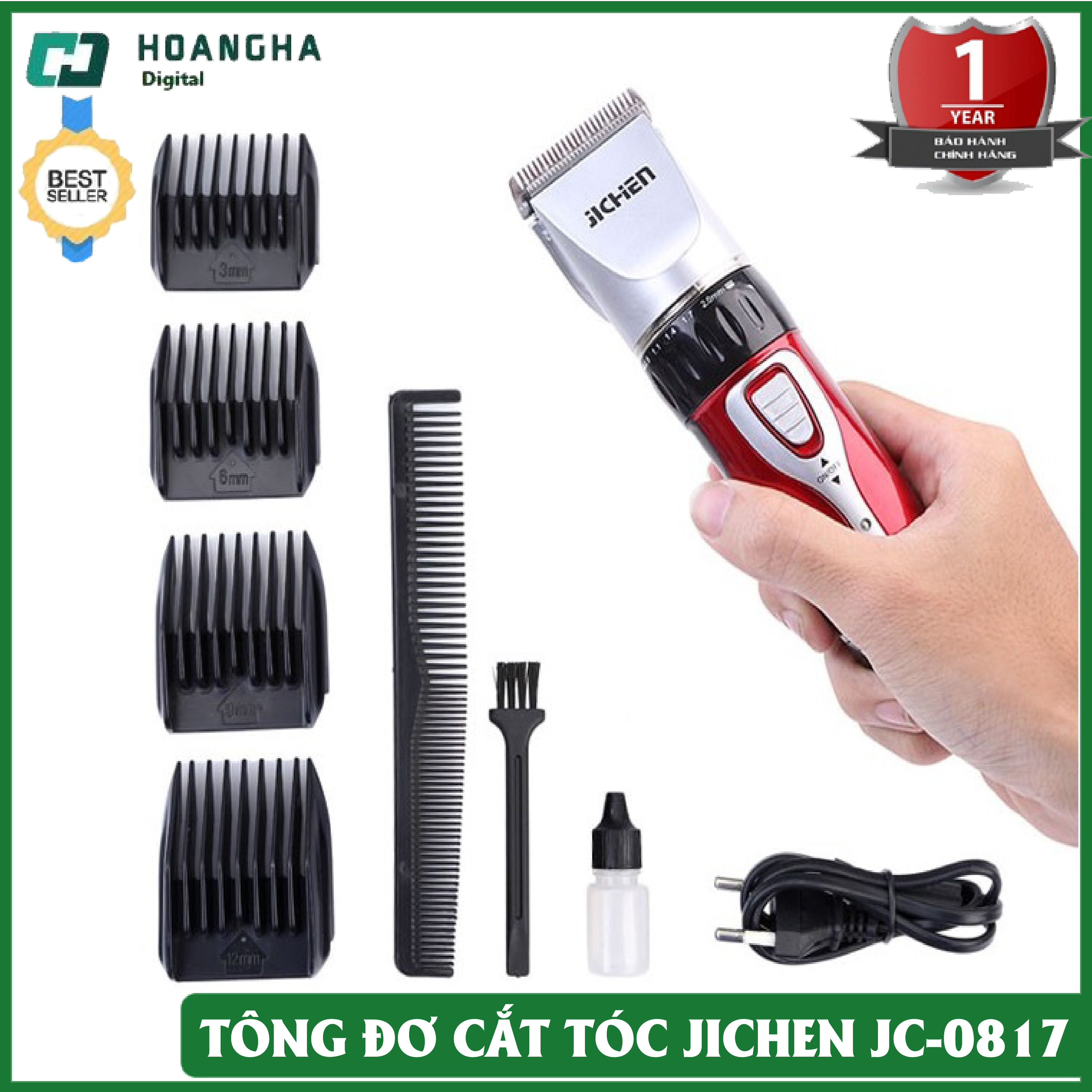 Tông đơ cắt tóc không dây Jichen 0817 + Bộ quà Tặng 2 kéo cắt tỉa tóc, lấy ráy tai chuyên dụng, tông đơ cắt tóc trẻ em, tông đơ cạo lông chó, máy cắt tóc, máy cạo lông