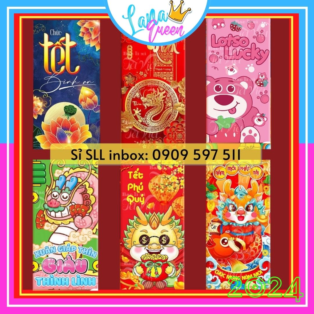 10 Bao Lì Xì 2024 Rẻ Tết Giáp Thìn Con Rồng Độc Lạ Màu Đỏ Đẹp Hoạt Hình Chibi Cute Dễ Thương Thần Tài Lana Queen