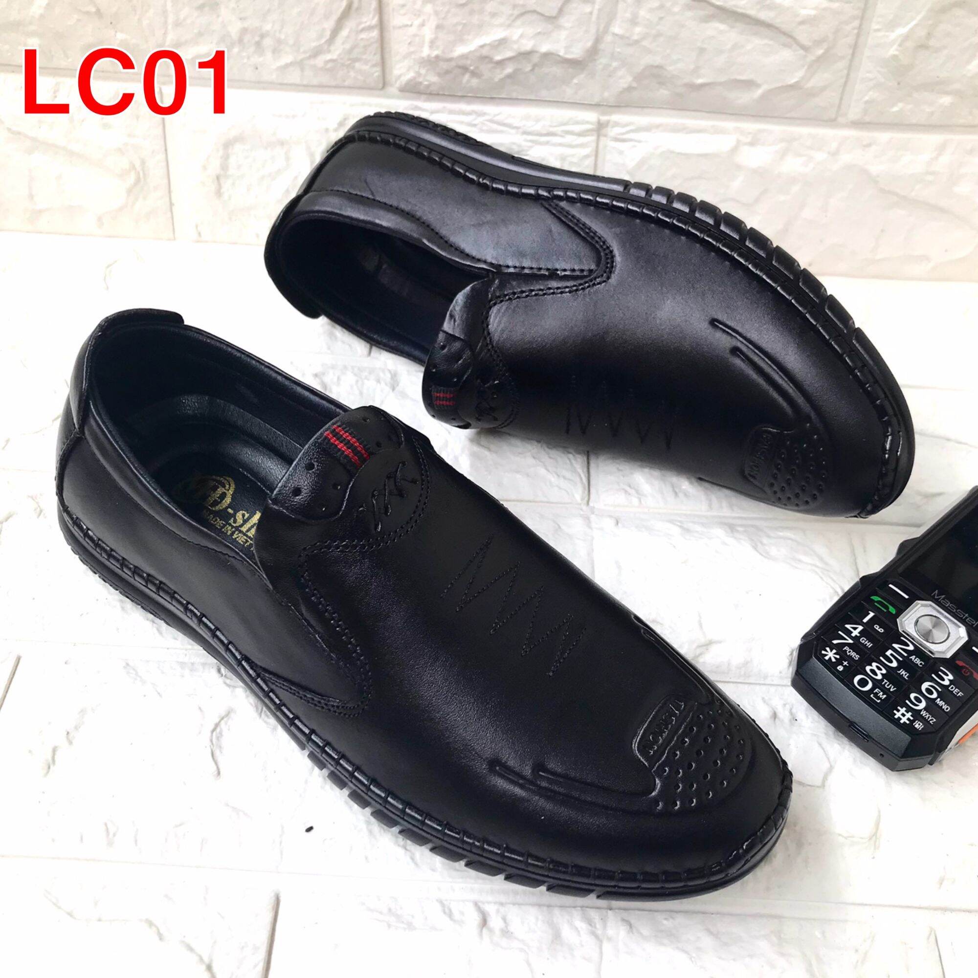 Giày lười nam da bò thật , giày da nam mẫu mới, đế cao su, mã LC01