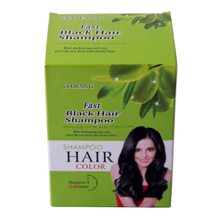 Hộp 10 gói dầu gội đen tóc thảo dược Ylofang olive