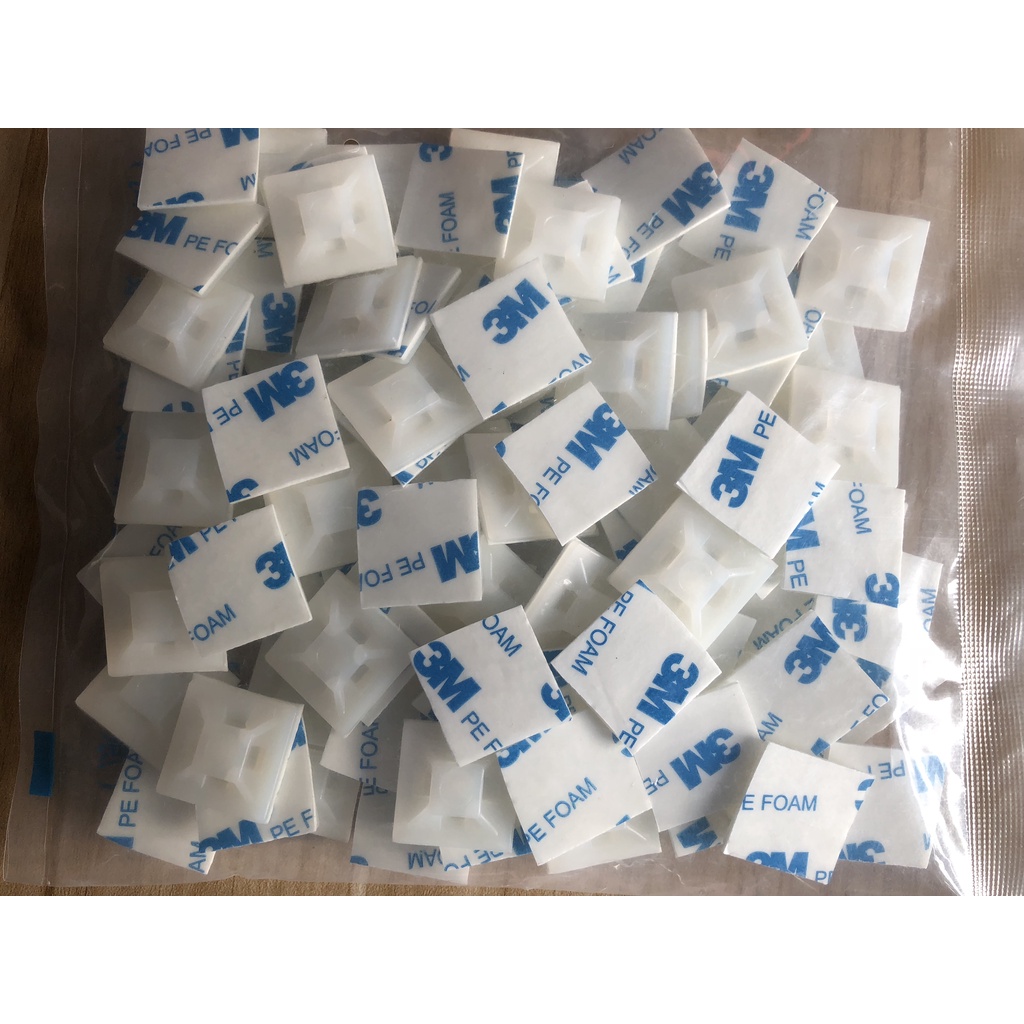 Đế dán dây rút giúp cố định dây điện keo 3M 50cái, miếng dán cố định lạt nhựa