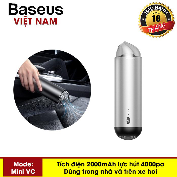 Máy hút bụi cầm tay tích điện mini không dây Baseus Vacuum Clean lực hút 4000PA dễ dàng làm sạch bụi trong xe hơi, bàn phím máy tính hay ghế sofa - Phân phối bởi Baseus Vietnam