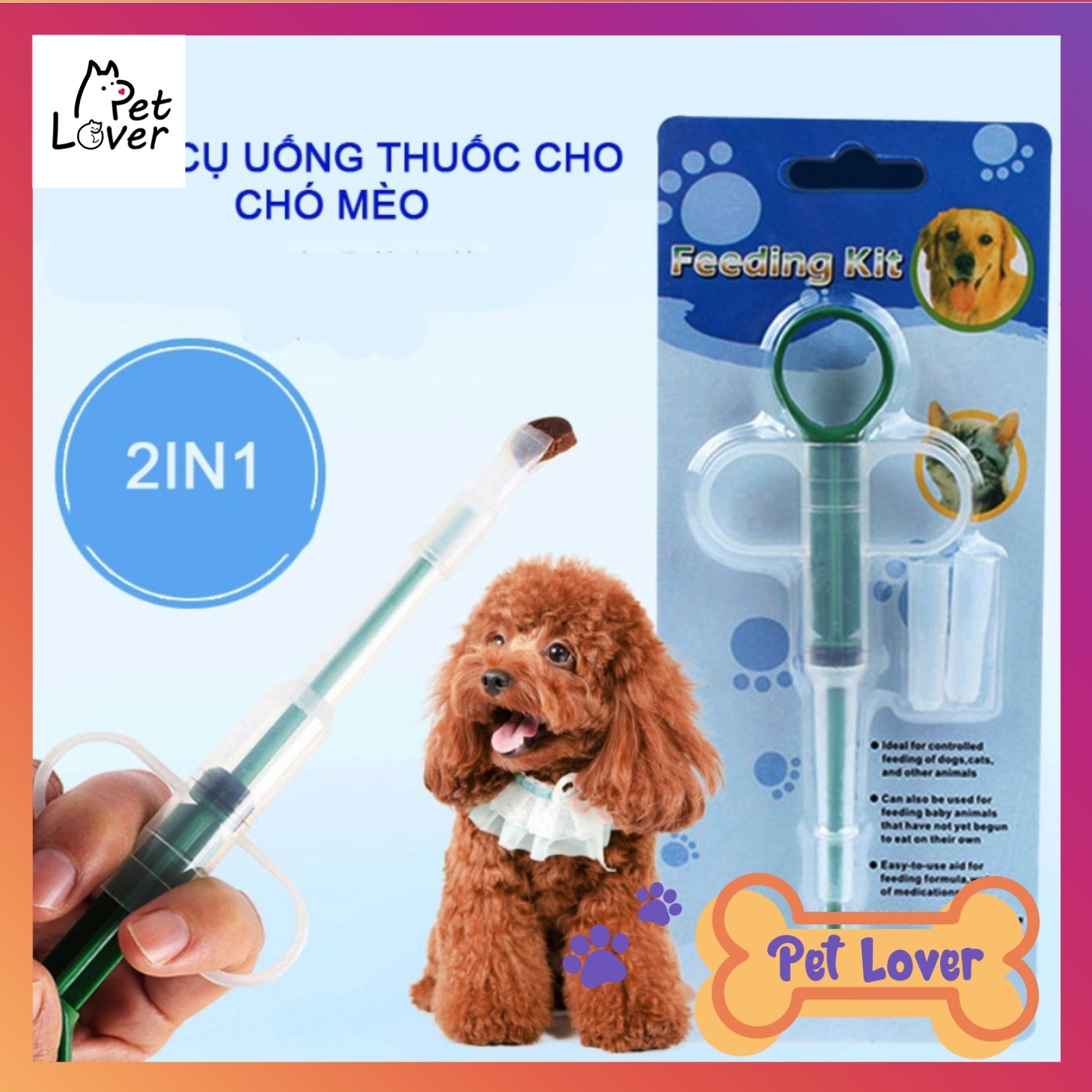 XiLanh Cho Chó Mèo Uống Thuốc, xi lanh uống thuốc, kẹp thuốc, giúp bạn dễ dàng đưa vào miệng thú cưng