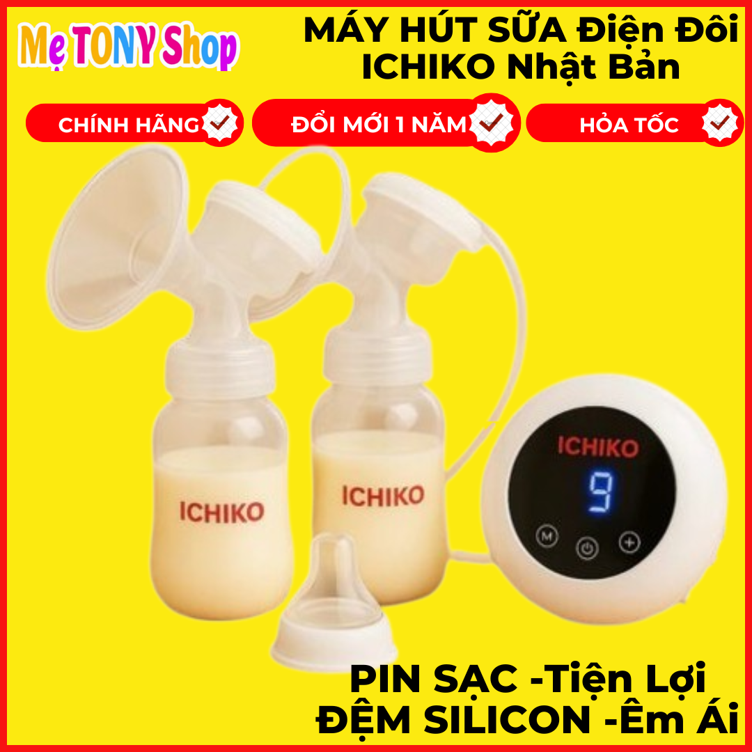 [1 Đổi 1-Chính Hãng]Máy Hút Sữa Điện Đôi ICHIKO Nhật Bản-Bản Nâng Cấp M5(Kích Hút-Thông Tắc)
