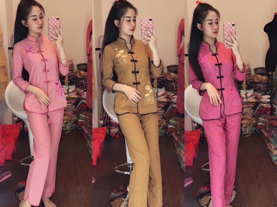 Set đồ lam đi chùa cao cấp