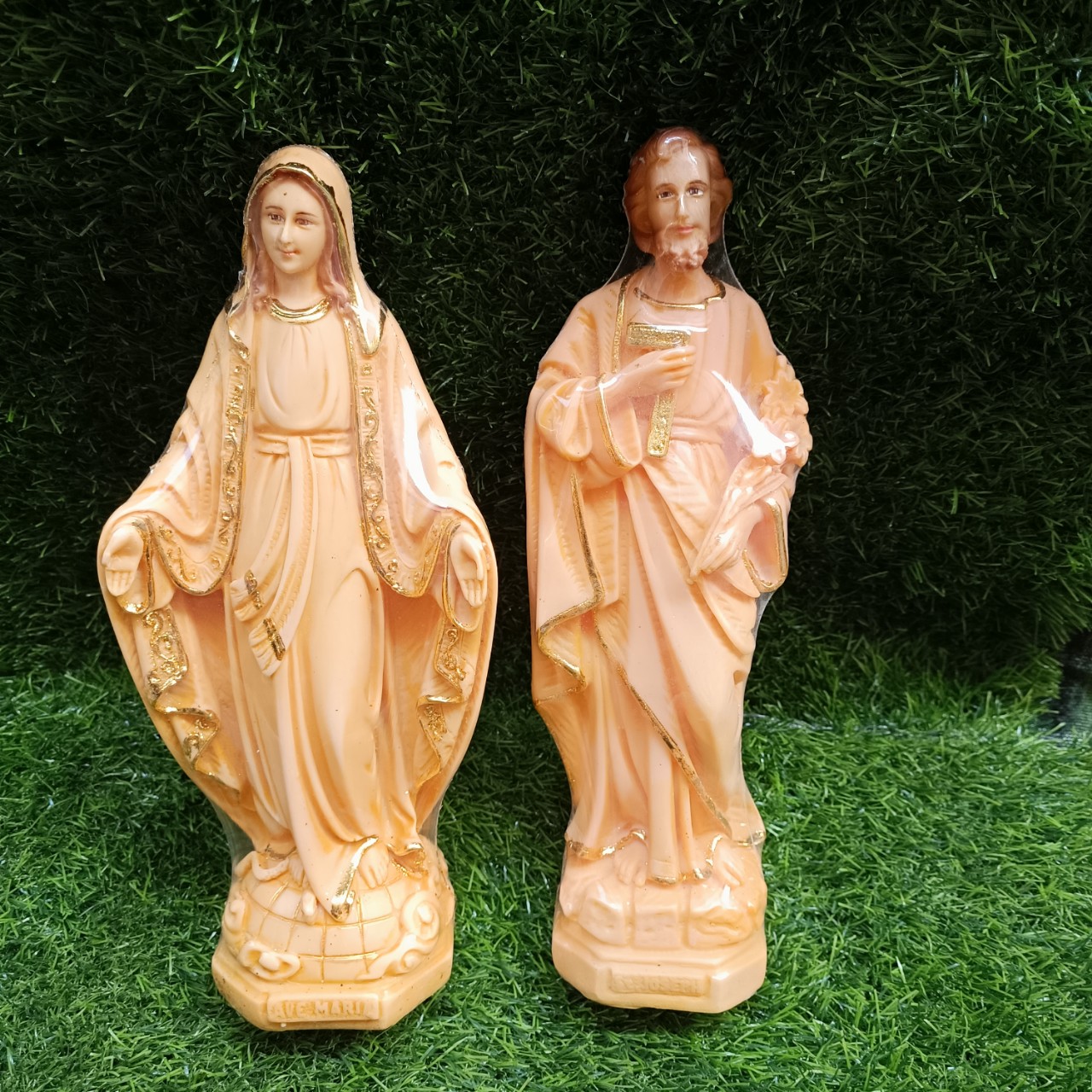 Bộ 2 tượng Đức Mẹ Ban Ơn và Thánh Giuse 30 cm màu nâu nâu - Tượng Công Giáo