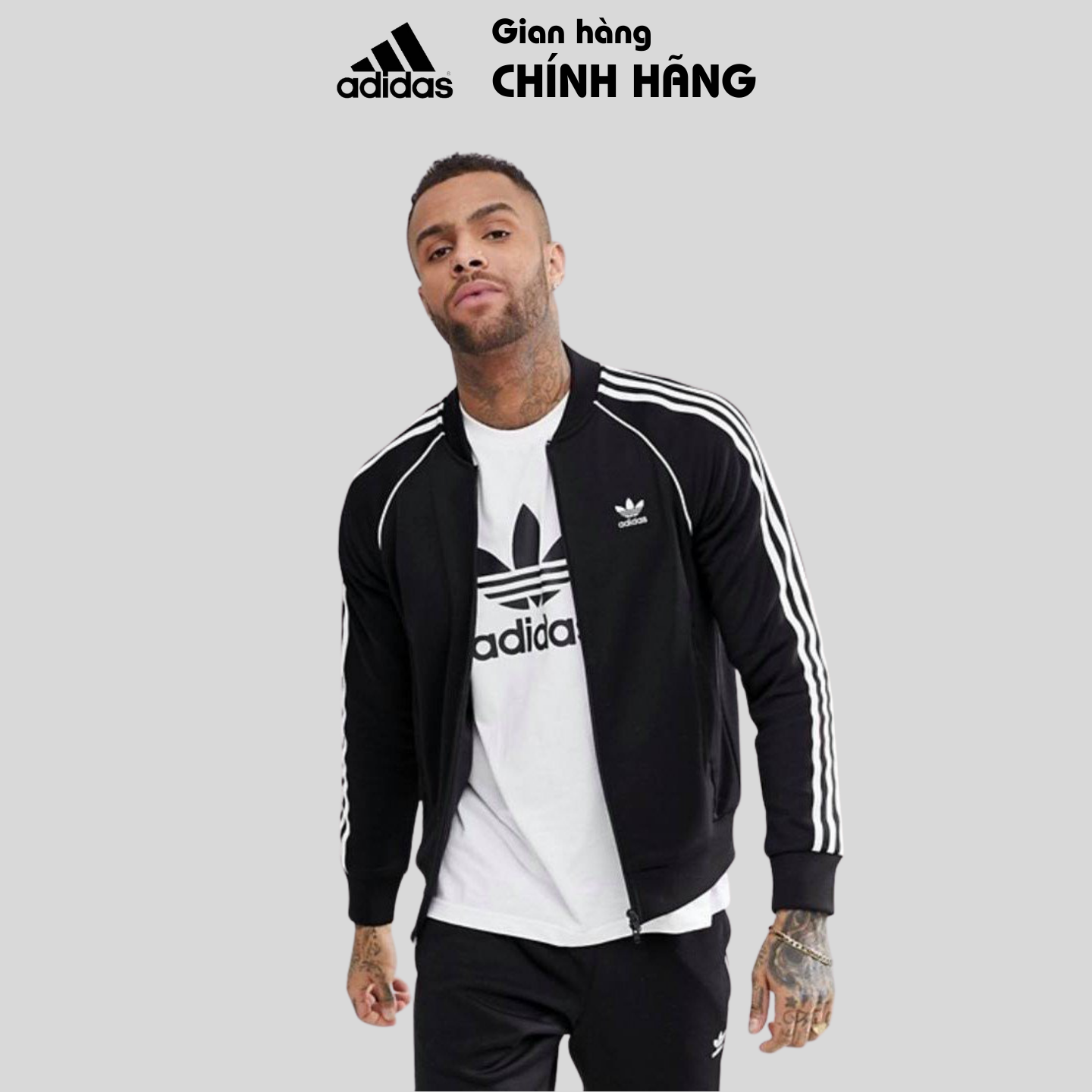 Áo khoác adidas nam, áo khoác thể thao nam adidas sst đen cw1256