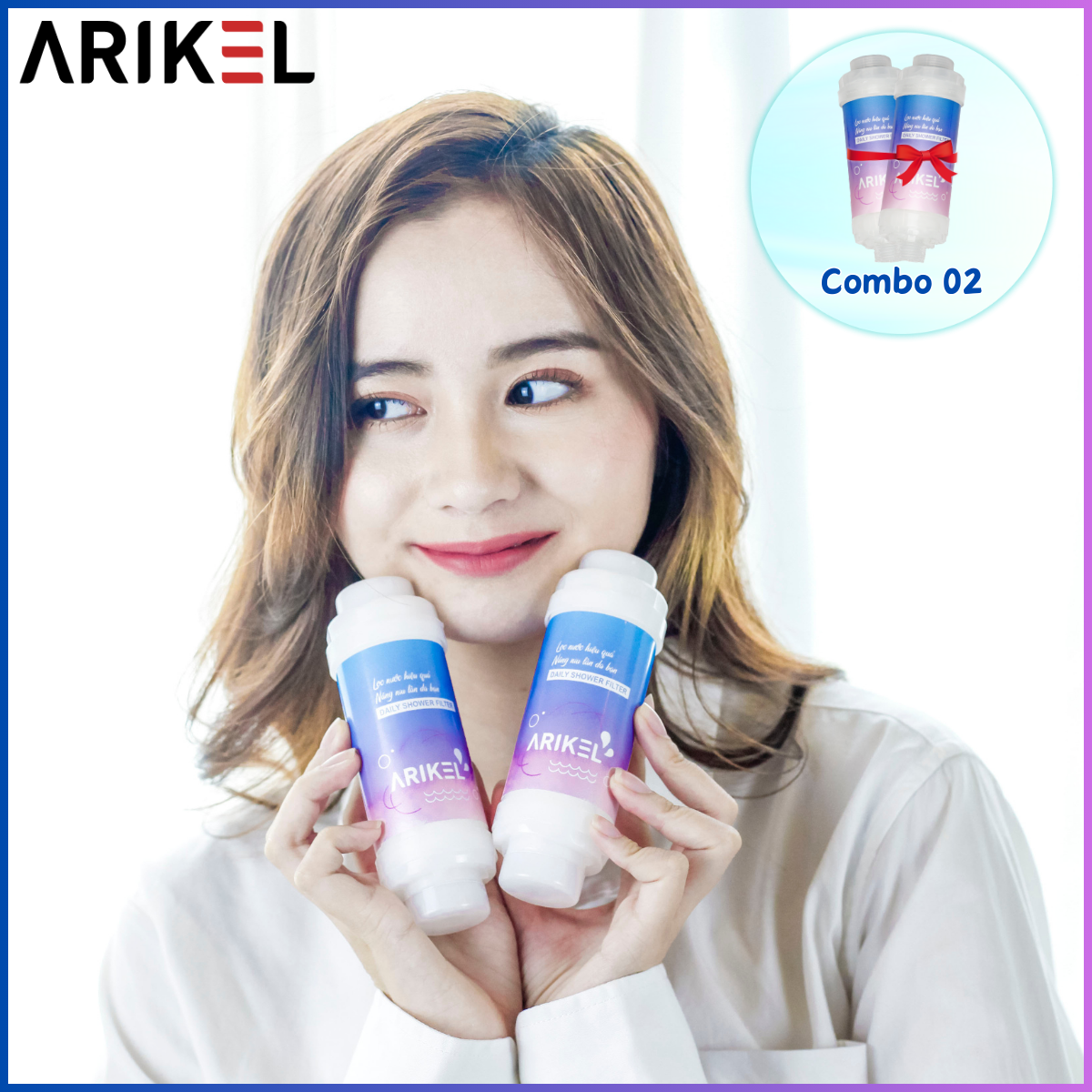 Arikel Shower Filter Combo 02 - Lõi lọc nước vòi sen, Khử Clo Dư & Bụi Mịn, Bảo Vệ Da Tóc, Lắp Đặt Tiện Lợi, Hàn Quốc