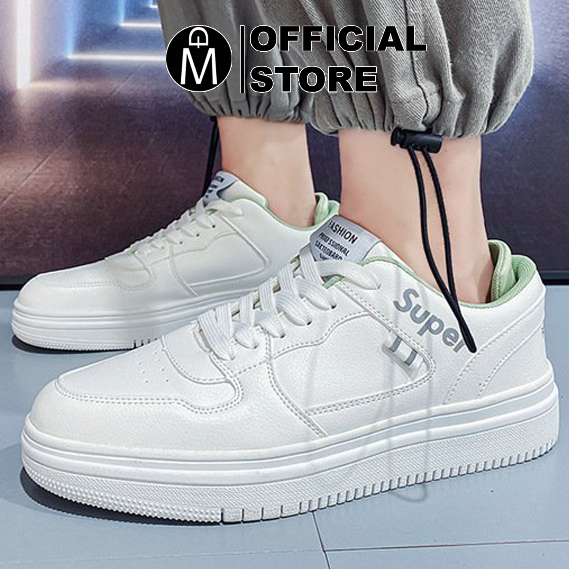 Giày sneaker nam thời trang MĐ G1110 màu trắng, thiết kế thể thao năng động