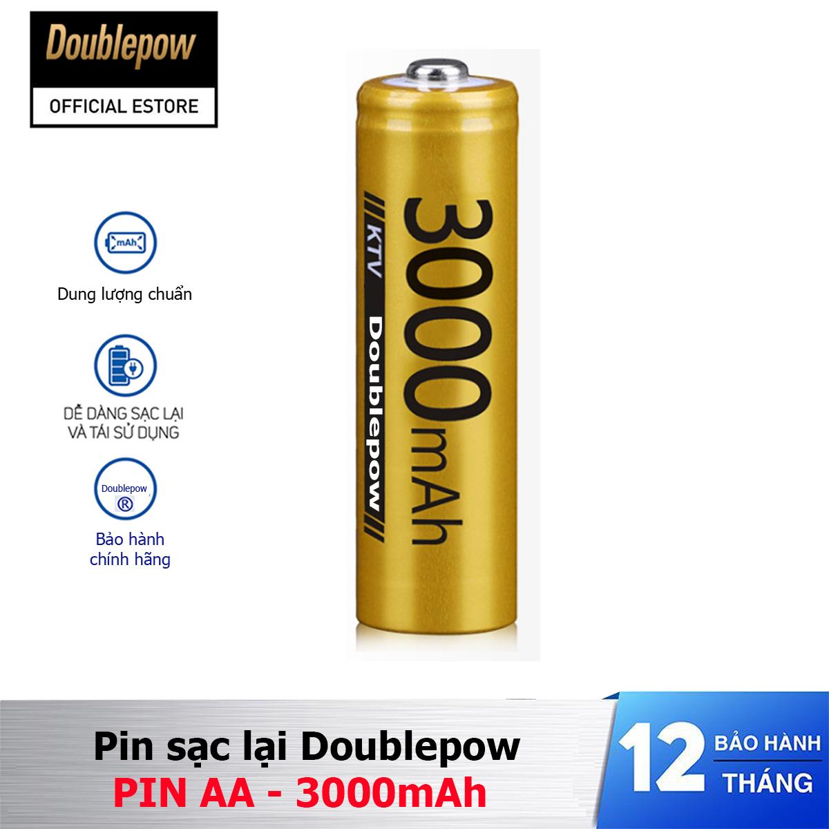 Pin sạc lại Doublepow AA 3000mAh - pin chuyên dụng micro, KTV (màu vàng)
