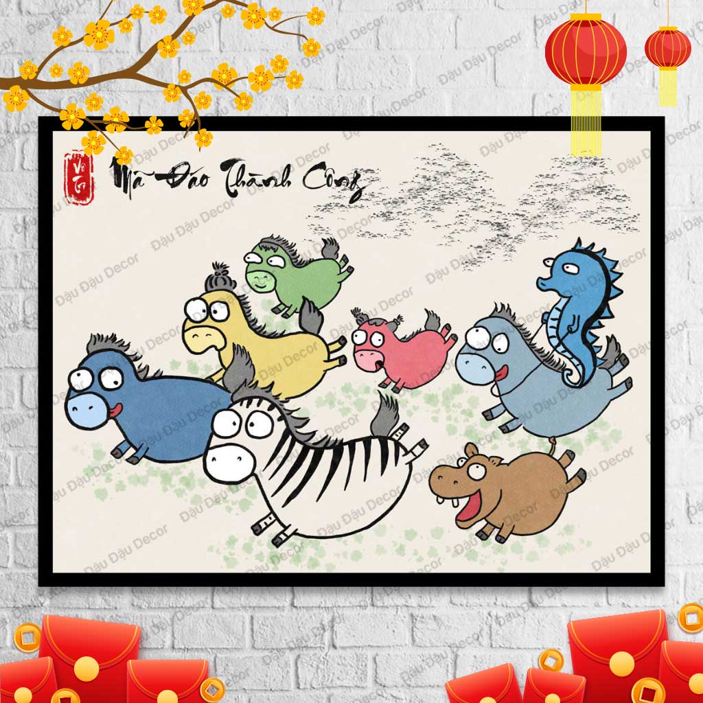 Tranh ma dao thanh cong chế hài | tranh ma dao thanh cong vô tri hài hước 30x40