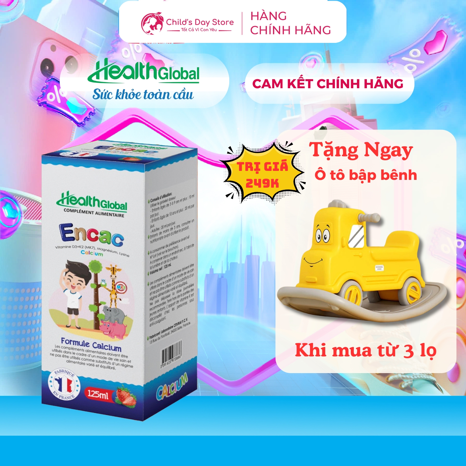 Siro Canxi Encac Global 5s – Hỗ Trợ Phát Triển Chiều Cao Chắc Xương Cho Bé | FREESHIP TOÀN QUỐC