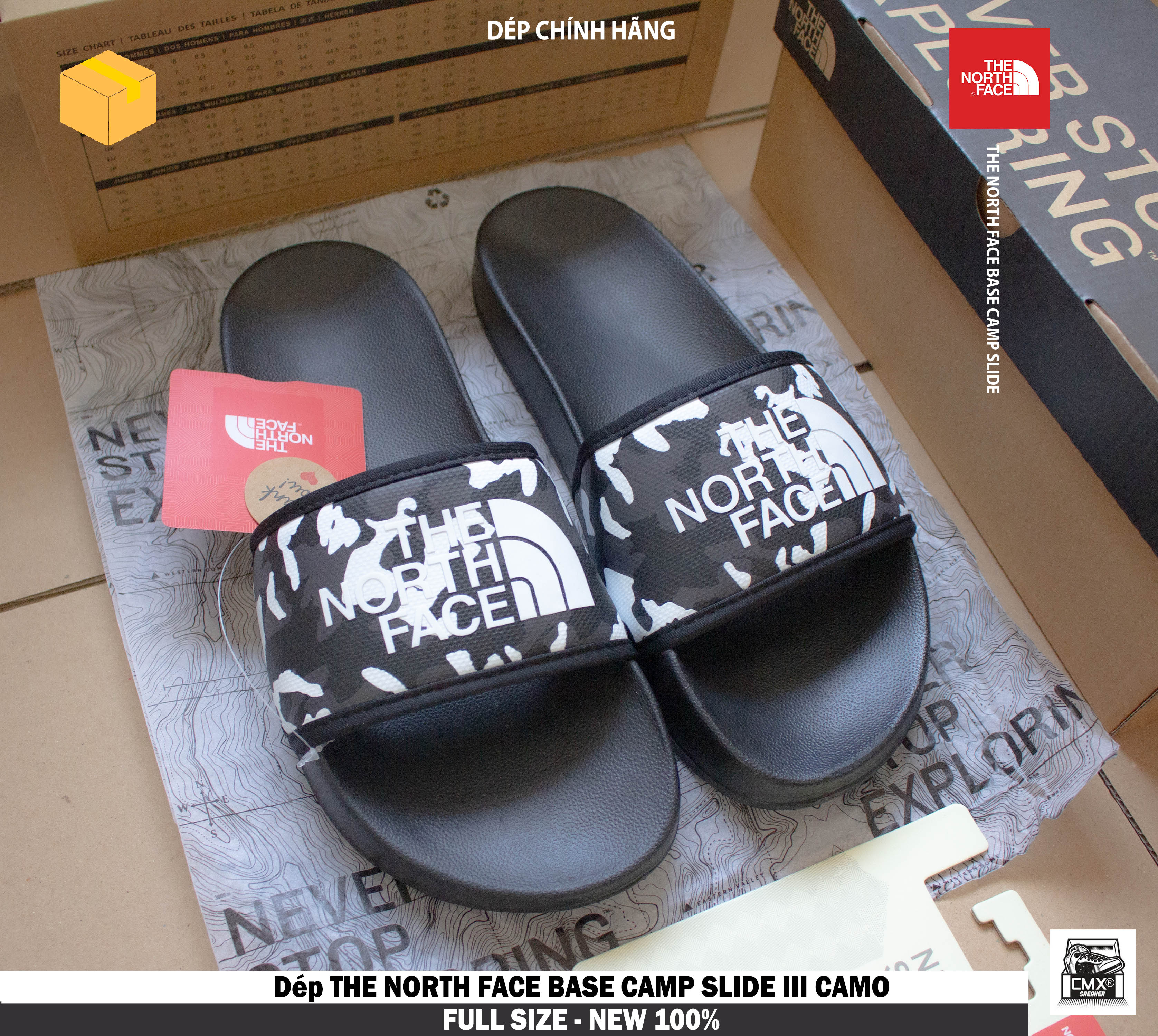 😘 dép the north face base camp iii camo - real authetic 100%