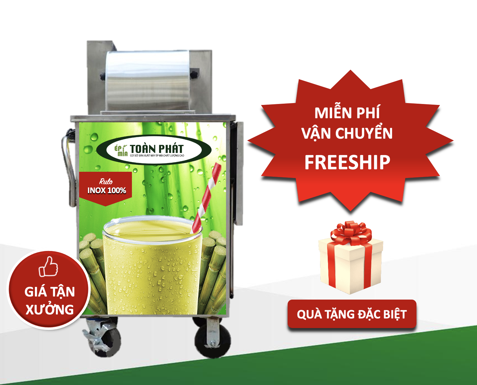 Xe ép nước mía siêu sạch 1-2 cây lô kim cương chất lượng cao Toàn Phát