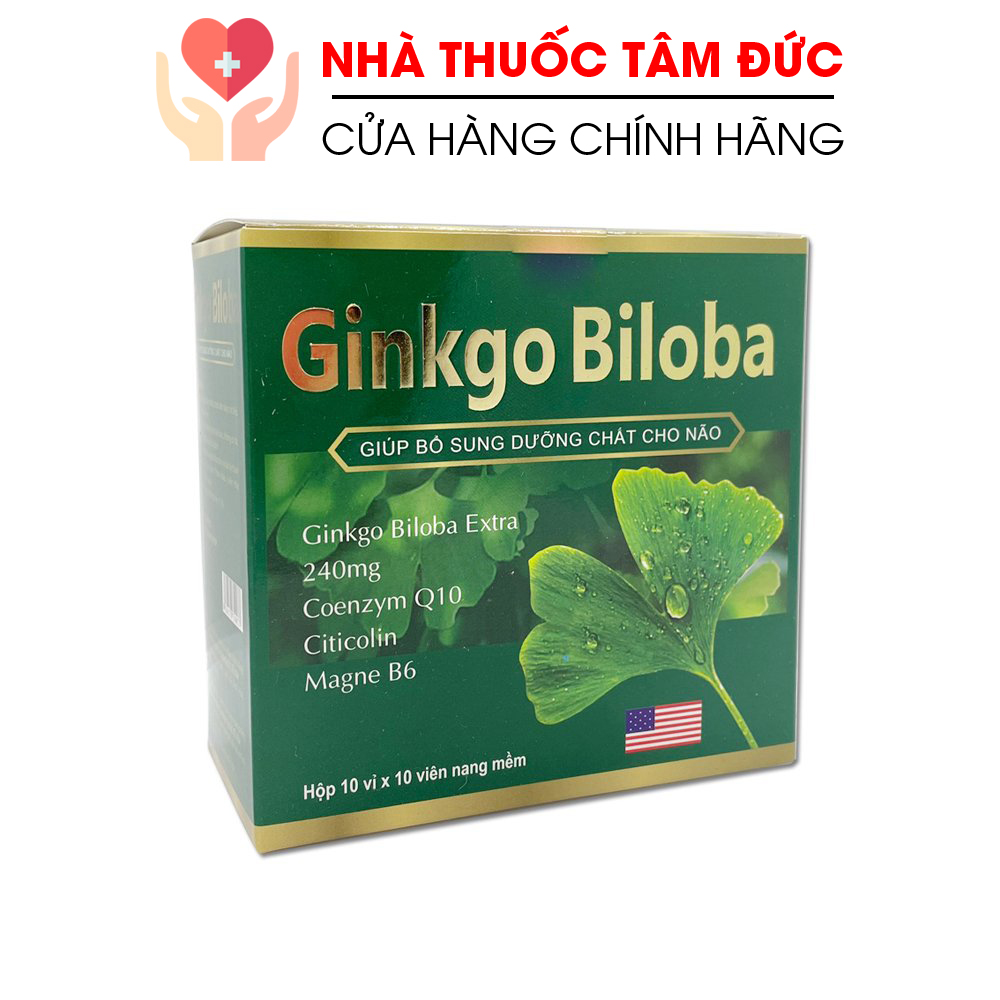 [HCM]Hoạt huyết dưỡng não Ginkgo Biloba Extract 240mg giảm đau đầu hoa mắt chóng mặt rối loạn tiền đình - Hộp 100 viên