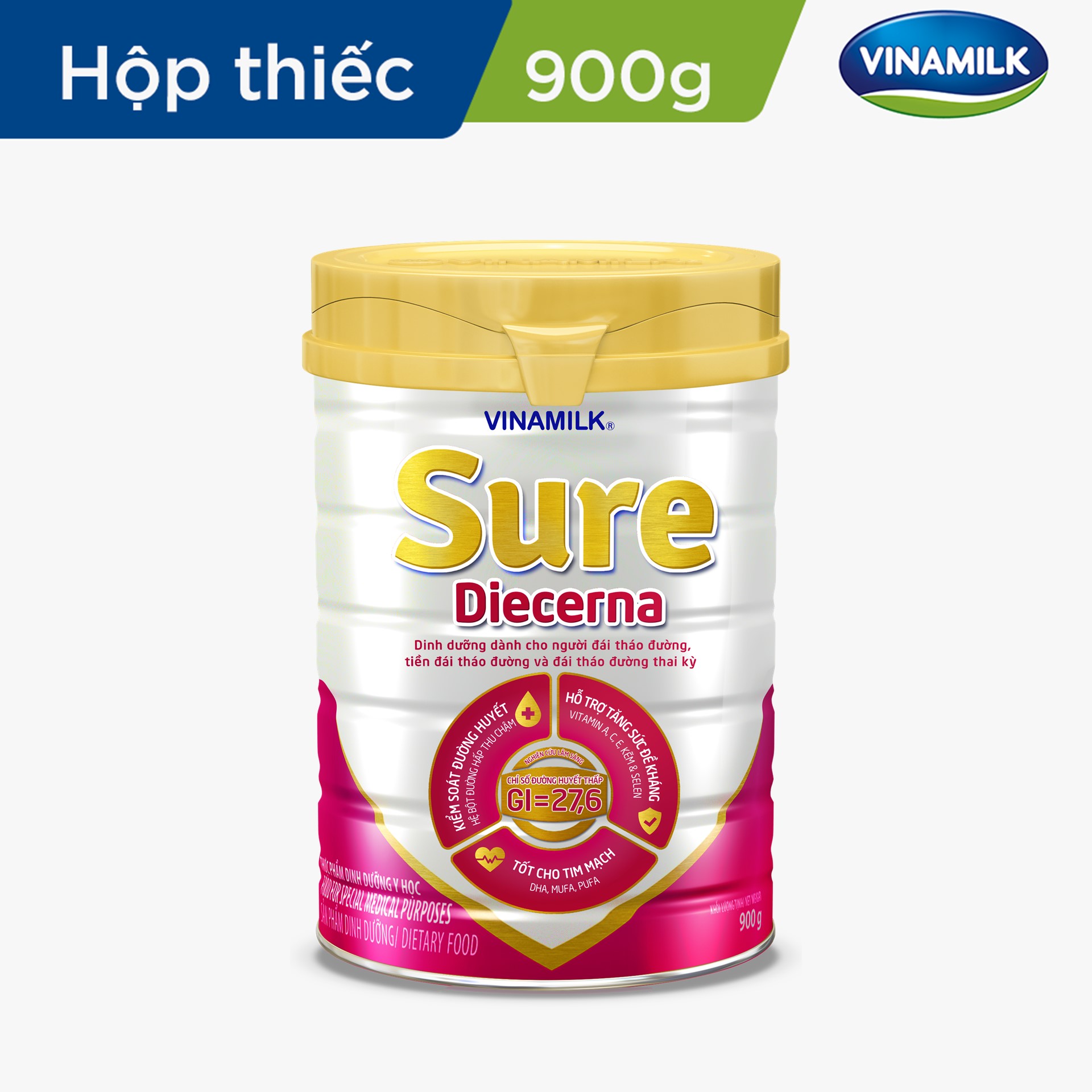 Sữa bột Dành cho người tiểu đường Vinamilk Sure Diecerna 900g