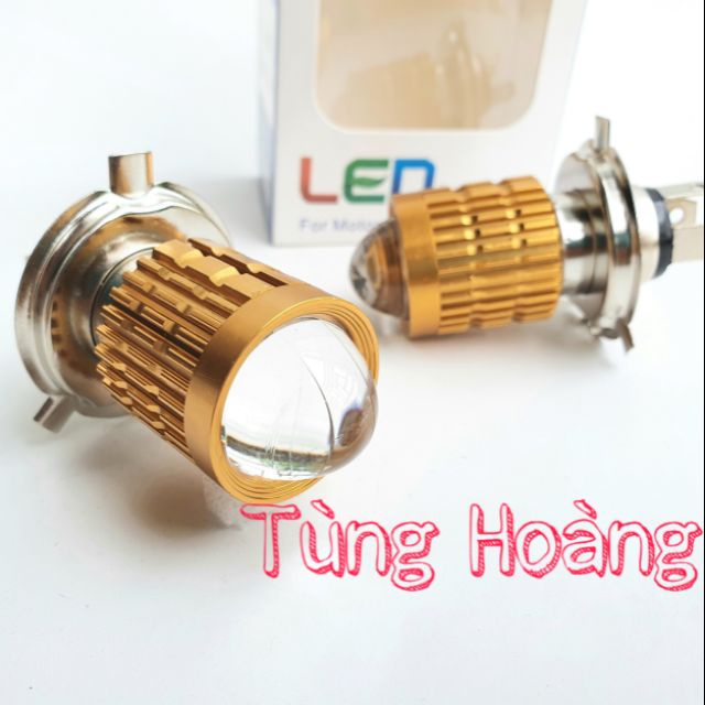 Đèn pha bi led h4 2 màu cos vàng / pha trắng loại 1
