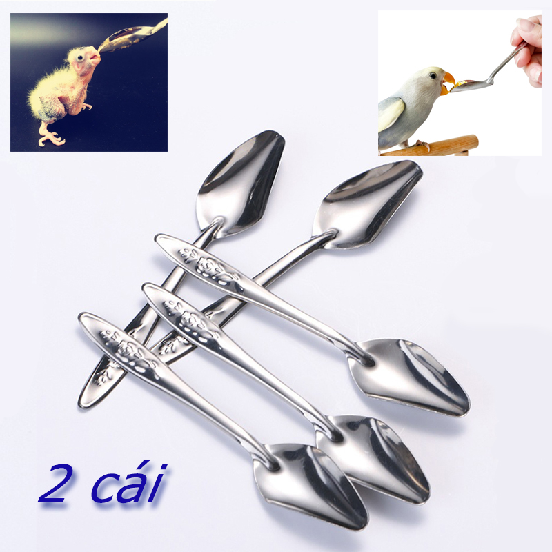 Bộ 2 cái muỗng đút bột cho vẹt non bằng nhôm, thìa ăn cho vẹt, muỗng ăn cho chim, rất bền, giá sỉ