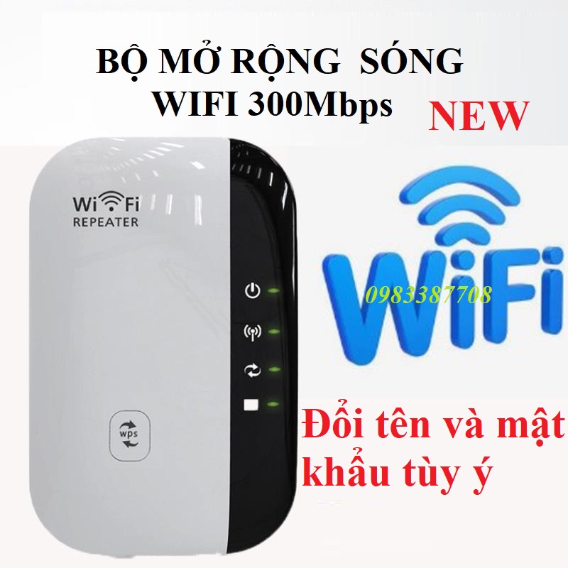  kích sóng wifi khuếch đại mở rộng vùng phủ sóng WIFI Repeater 300M wifi chuẩn N đổi được tên và mật khẩu tùy ý 