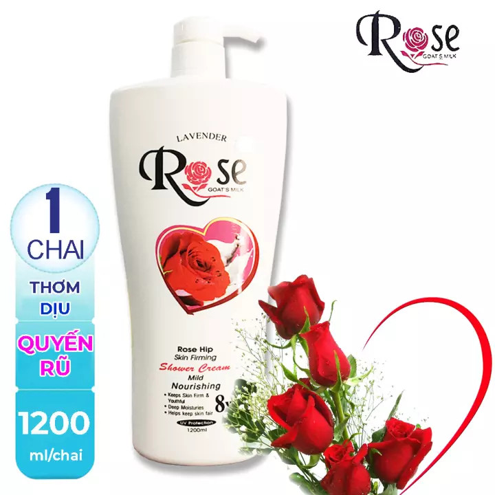 Combo 2 chai sữatắm dê vanessa rose 8x 1200ml - sữa tắm dê cao cấp - sữa tắm nhập khẩu –làm đẹp-- sữa tắm cao cấp thái lan