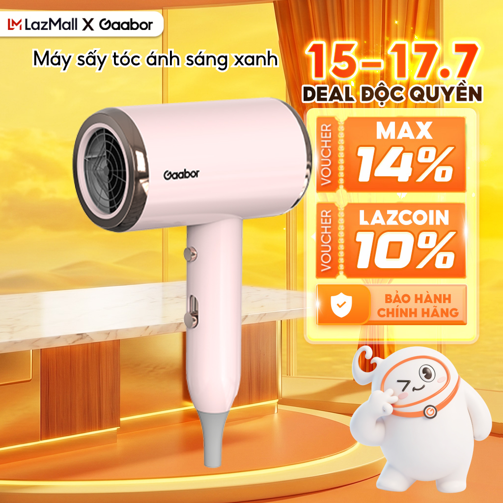 Gaabor Máy sấy tóc ánh sáng xanh N1000D sấy nhanh 2 chiều nóng lạnh 3 chế độ gió - Bảo hành 12 tháng 1 đổi 1 [L]