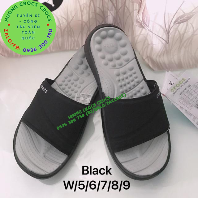 DÉP LÊ NHỰA ĐI MƯA CROCS REVIVA SLIDE CHO NỮ MÀU ĐEN Lazada