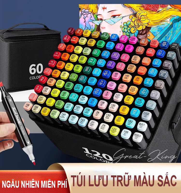 80/48 Cây Bút màu Marker Lalunavn Touch Cool 2 Đầu tô màu dạ vẽ tranh anime - SÉT BÚT MÀU DẠ KÈM TÚI