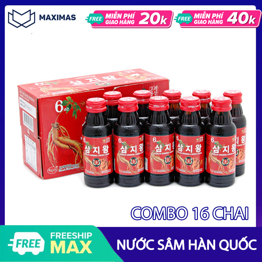 Nước Hồng Sâm Linh Chi Hàn Quốc COMBO 16 CHAI Nhân sâm Hàn Quốc Maximas