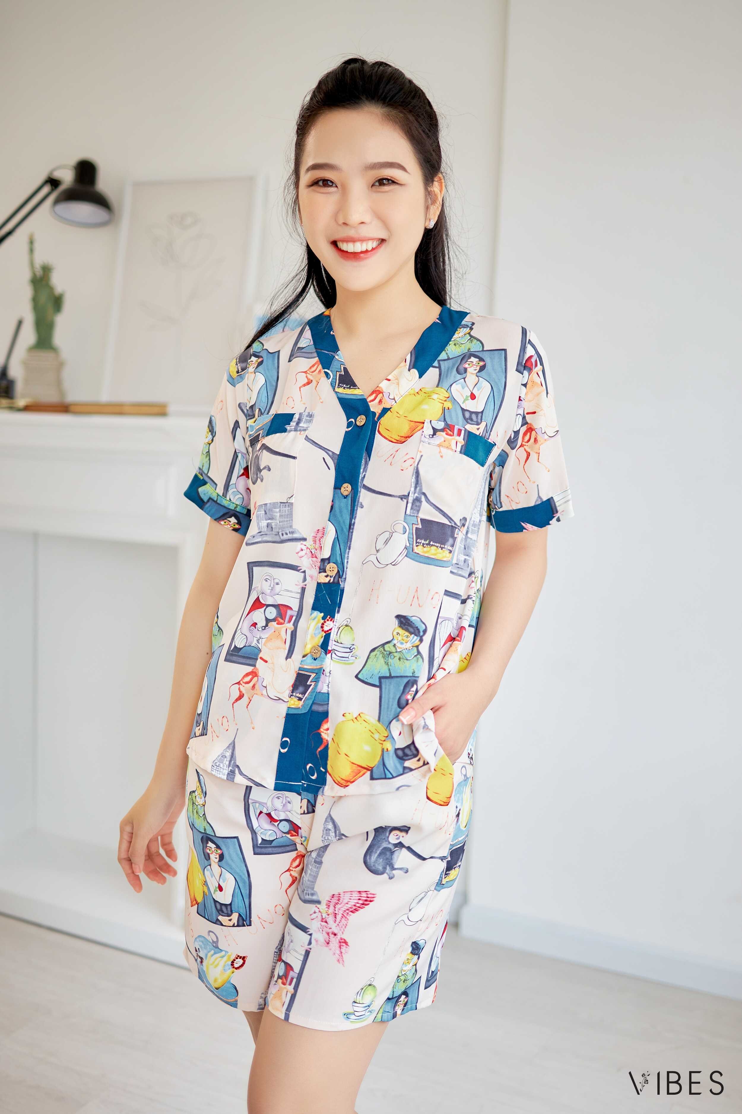 Vibes bộ pijama lửng mặc nhà vivian be py set