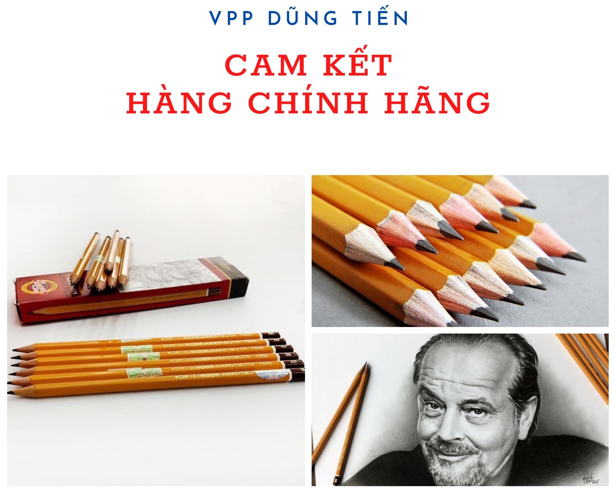 Bút chì Tiệp KOH 1500 thân vàng, viết chì gỗ độ cứng ngòi chì từ HB đến 8B