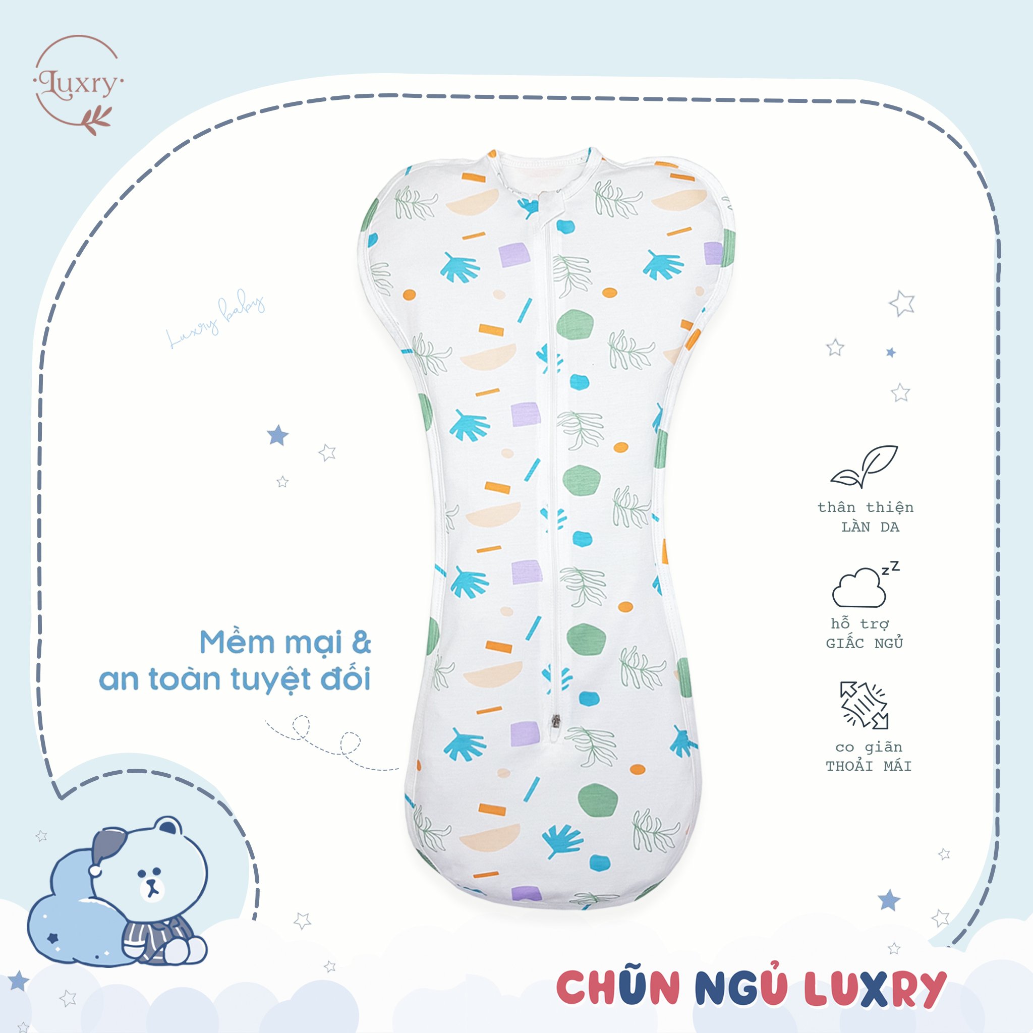 Nhộng chũn cho bé co giãn nhẹ có size từ 0 đến 12 tháng