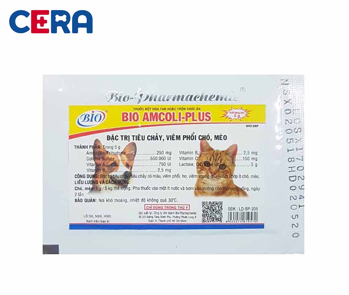 Men Đặt Trị Tiêu Chảy - Viêm Phổi Chó Mèo - Bio Amcoli-Plus 1 gói