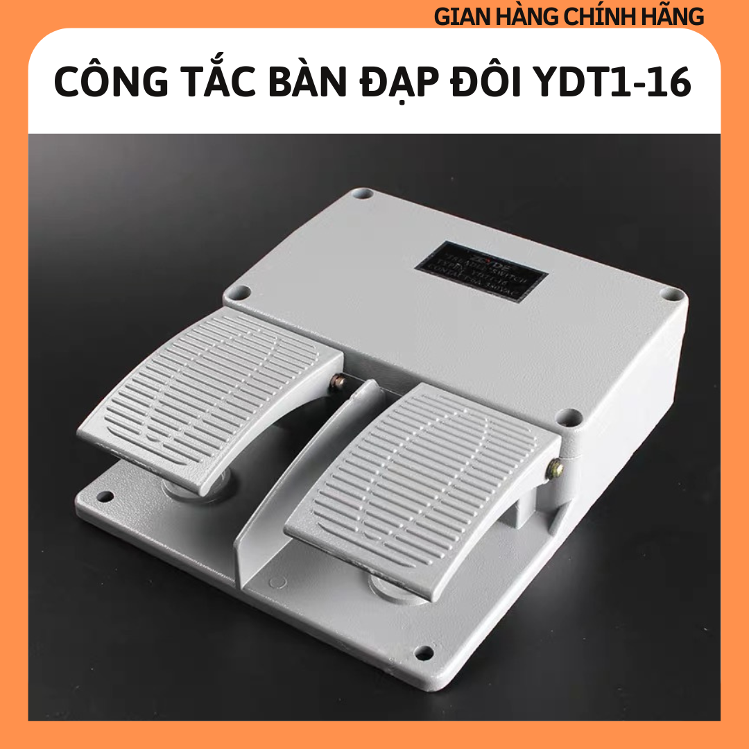 Công tắc bàn đạp chân kép YDT1-16,công tắc bàn đạp chân đôi,công tắc chân YDT1-16,bàn đạp nhôm,công tắc điều khiển bàn đạp kim loại,máy may đạp bằng chân,van đạp chân,bàn đạp điện,cóc nhấn,bàn đạp máy khâu,công tắc đạp chân,công tắc bàn đạp