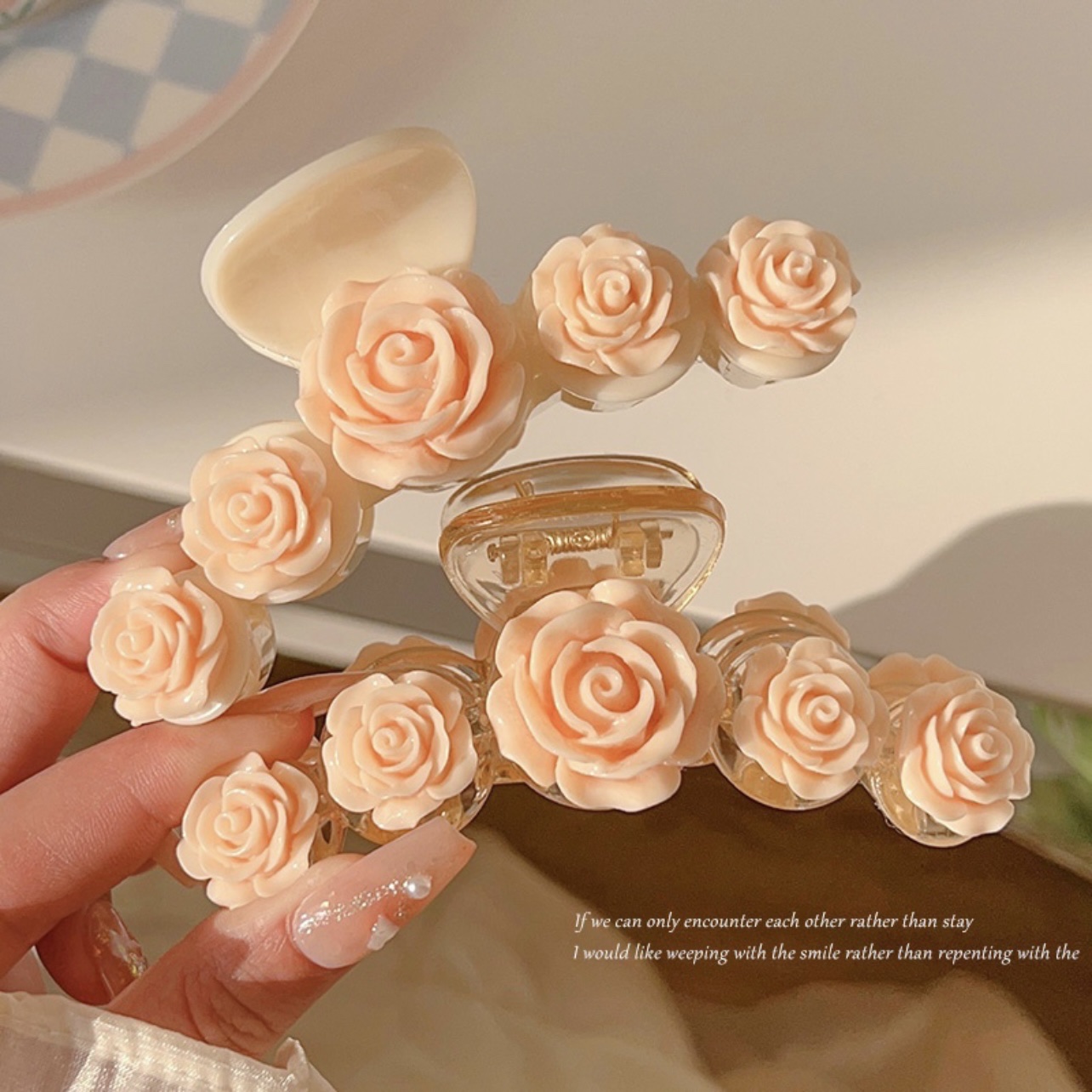 🌺𝑭𝑹𝑬𝑬𝑺𝑯𝑰𝑷🌺 Kẹp tóc nữ nhựa Arcrylic đính charm hoa hồng hot trend