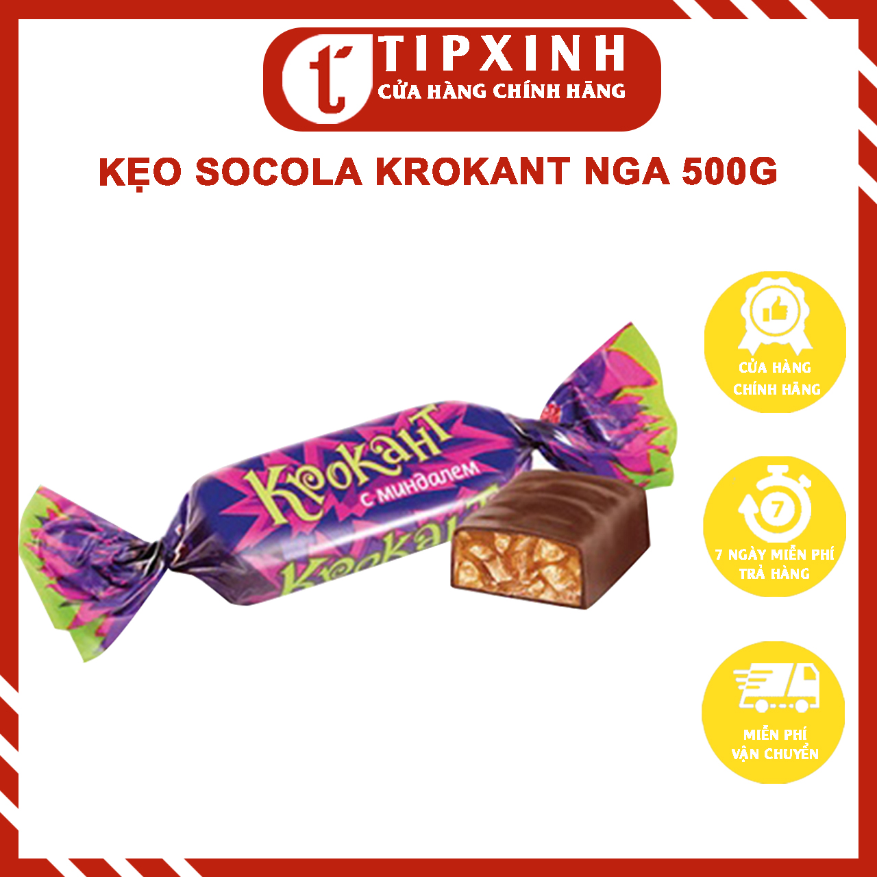Kẹo socola hạnh nhân nghiền tím Krokant 500g nhập Nga chính hãng cao cấp - Tipxinh cosmetics
