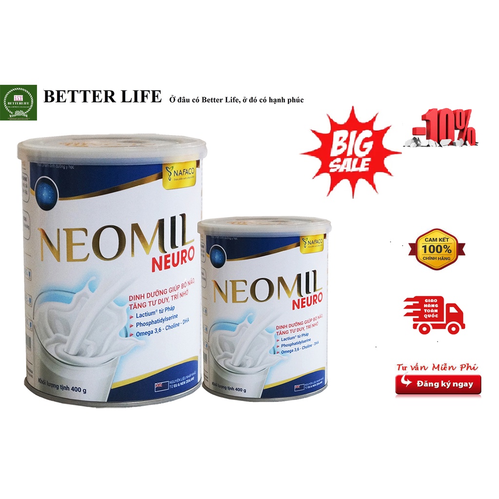 Sữa bột dinh dưỡng Neomil Neuro 400g (chuyên dùng cho người học tập căng thẳng, stress, người tự kỷ.