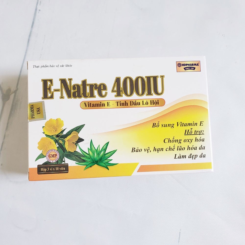 Viên uống vitamin e đẹp da E-NATRE 400 IU Hộp 30 Viên - Lô Hội - Rostex- Châu Ngân