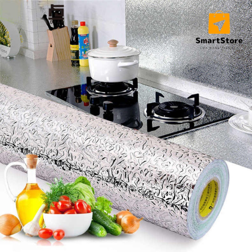 Cuộn giấy bạc dán bếp cách nhiệt, miếng decal dán tường nhà bếp chống thấm bền đẹp