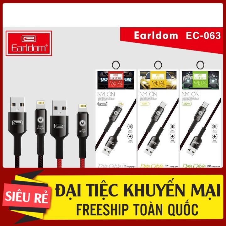 BH 12 Tháng] Cáp sạc Iphone Tự Ngắt Chính Hãng Earldom /Cáp sạc Samsung Type C Chính hãng Earldom Sạc Nhanh Siêu Bền