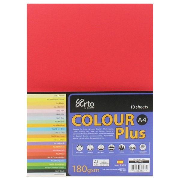 Tập giấy màu campap cr36567 - tập 10 tờ - khổ a4 - màu đỏ
