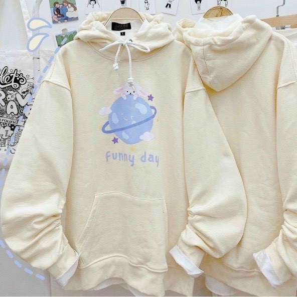 Áo Hoodie Nam Nữ Form Rộng, in Hình Thỏ Tinh Nghịch Phối Màu Siêu Cute.Tp