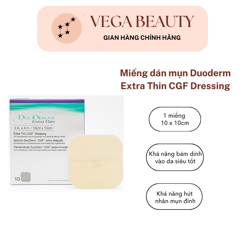 Miếng dán mụn, vết thương hở, bỏng bô... Duoderm Extra Thin CGF Dressing 1 miếng 10x10cm