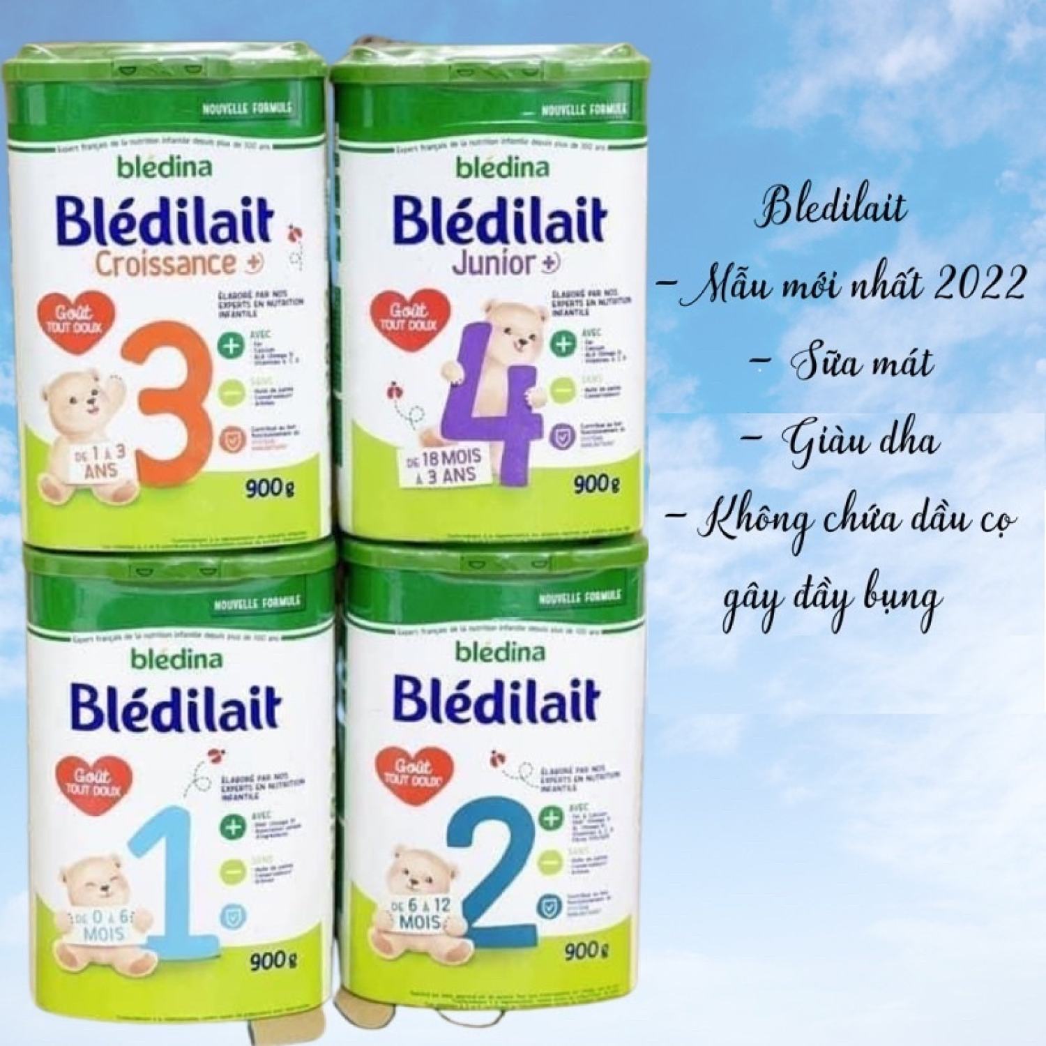Sữa Bledilait số 1,2,3 của Pháp trọng lượng 400g, 900g
