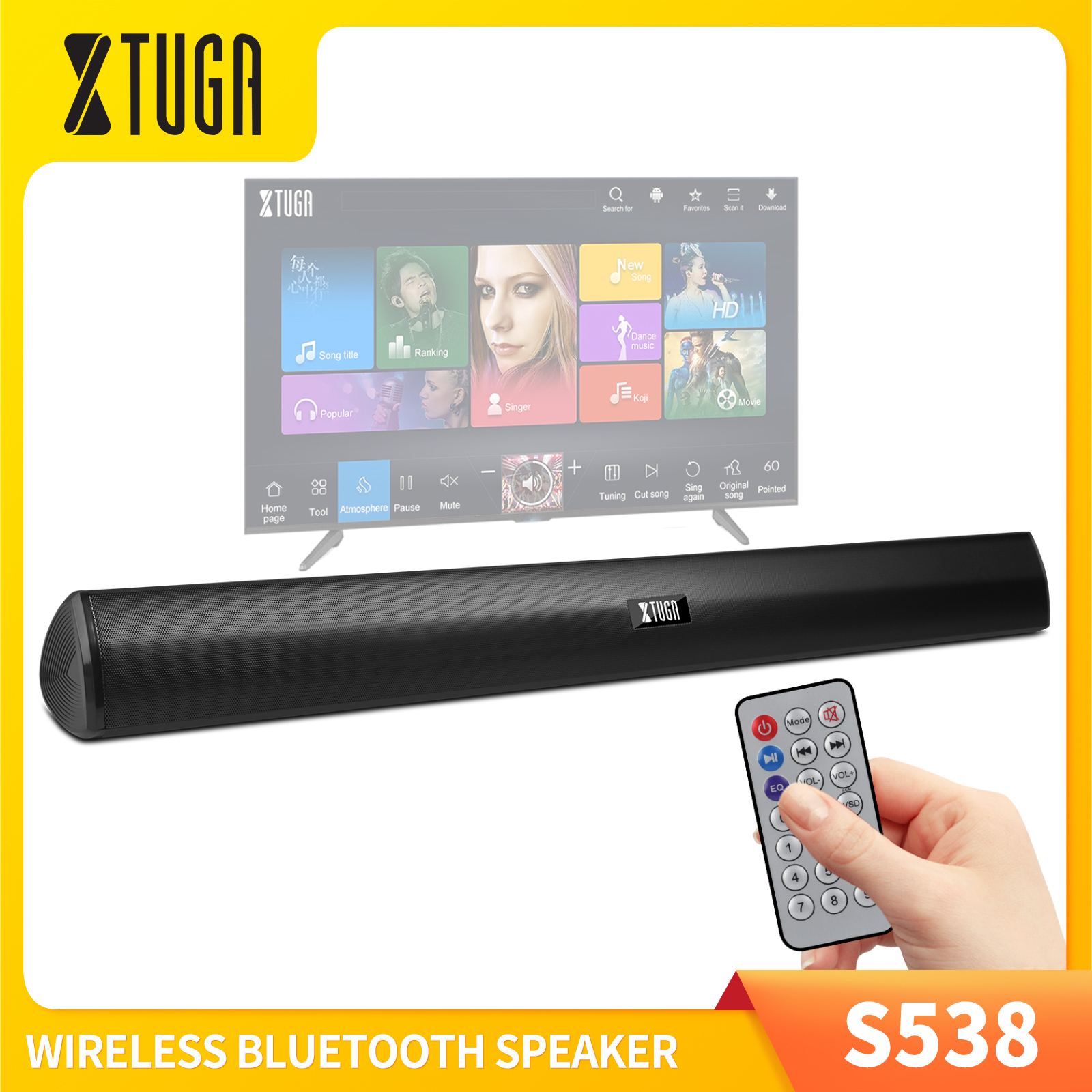  Xtuga S538 hệ thống âm thanh gia đình Karaoke Loa thanh Bluetooth không dây Với Bluetooth   USB   TF FM Đồng Trục AUX Điều Khiển Từ Xa 20W Âm Thanh thanh âm thanh Loa Cho TV thông minh Videoke PC Điện Thoại 