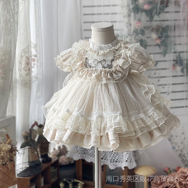 Đầm công chúa lolita tay dài phồng thời trang thu đông cho bé gái
