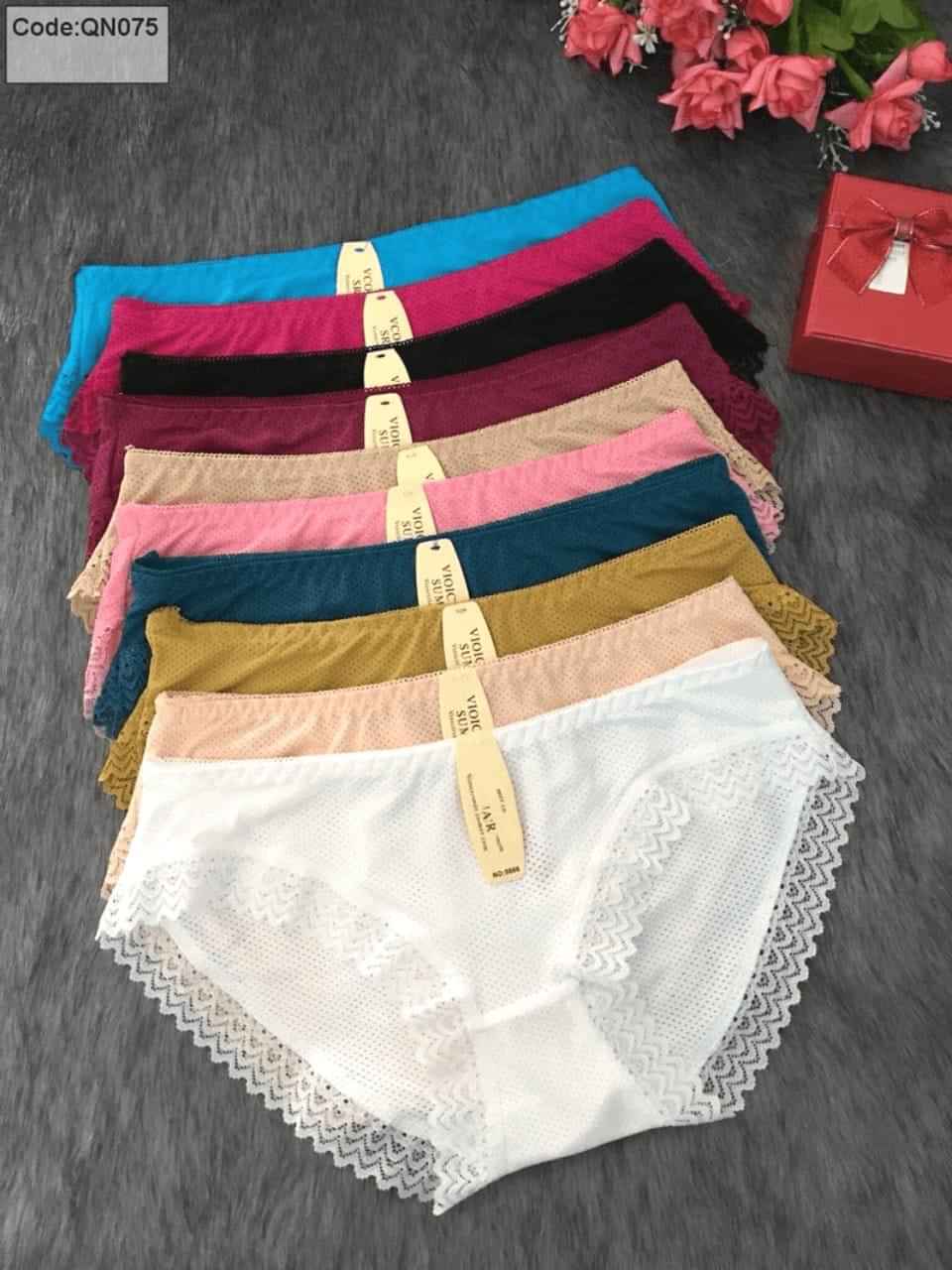 Combo 10 quần lót nữ thông hơi.viền ren size dưới 55kg